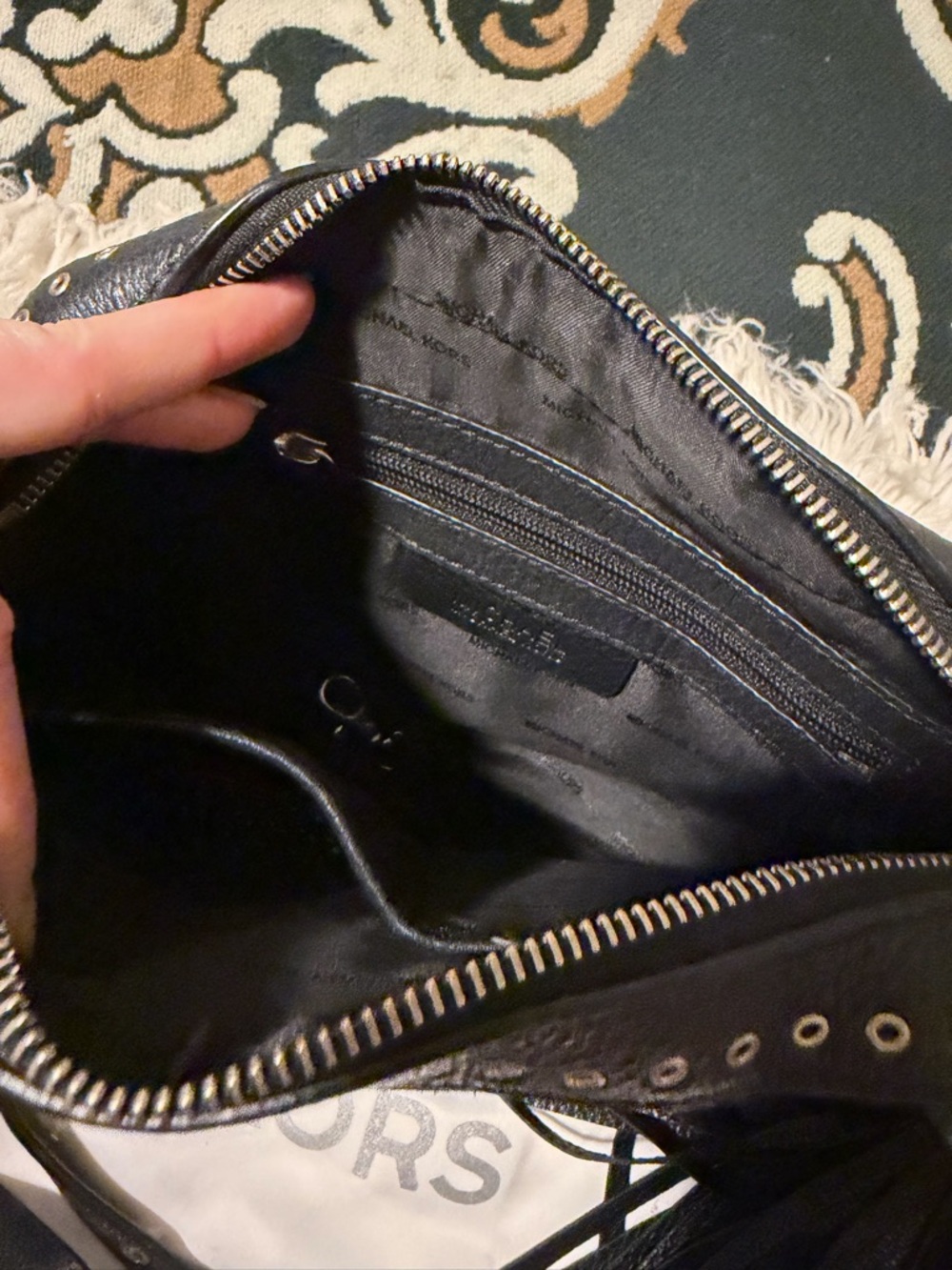 Michael Kors Black Suede and Leather Crossbody - Picture 4 of 7
